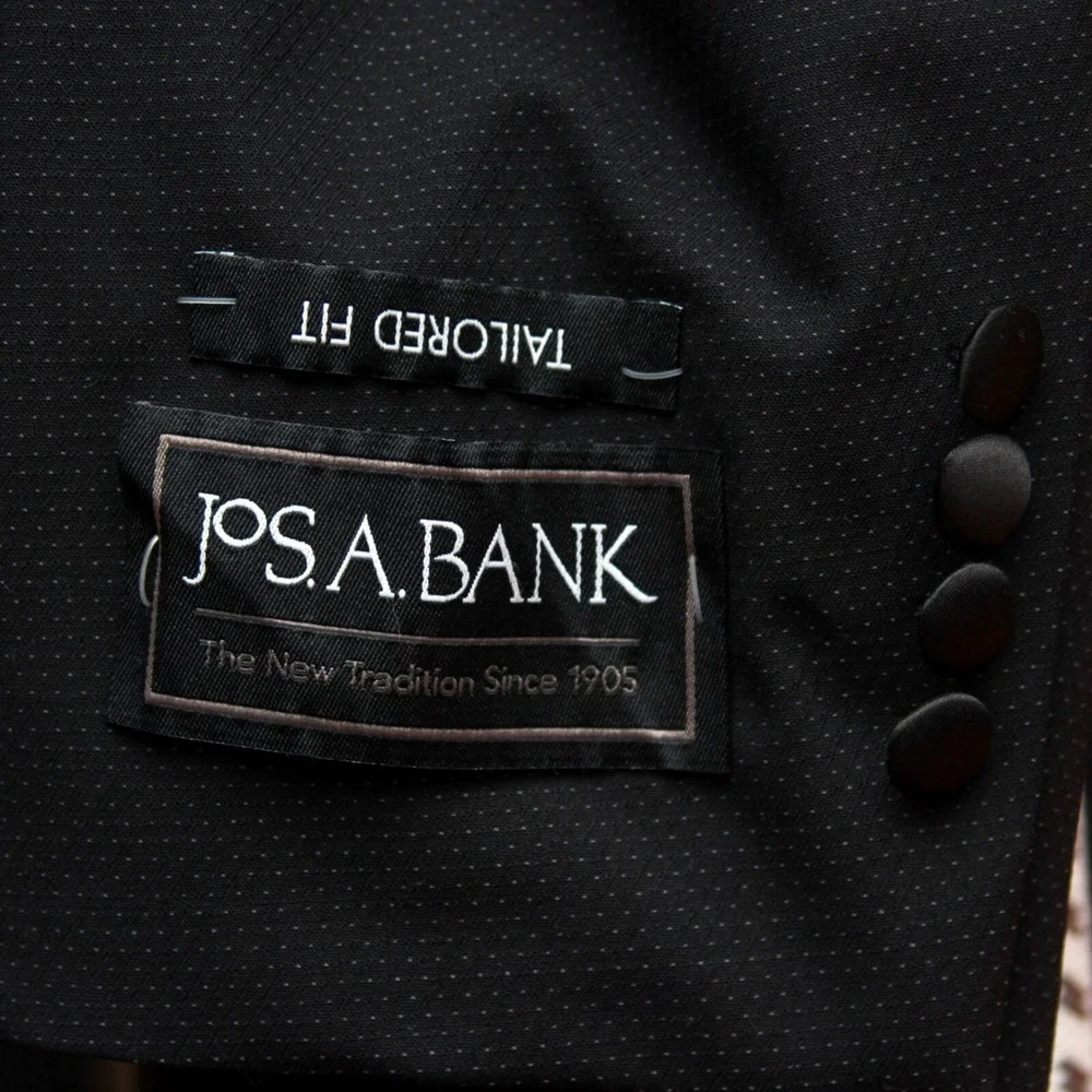Jos A Bank Men's Dinner Jacket Blazer Black Tailored Fit 40R Wool Blend C070551‎